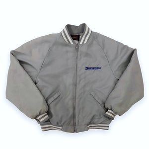 Vintage 70s Gray Dresden Embroidered Bomber Jacket